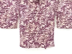 アンティーク　紋錦紗家屋に樹木模様羽織